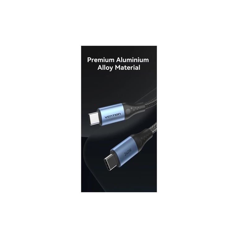 Дата кабель USB-C to USB-C 1.5m 240W aluminum black Vention (TREBG) - фото 7