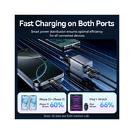 Зарядний пристрій Vention 2xUSB-C PD45W GaN + cable USB-C to USB-C 1.0m black gray (TZ-FCDH0-EU) - фото 6