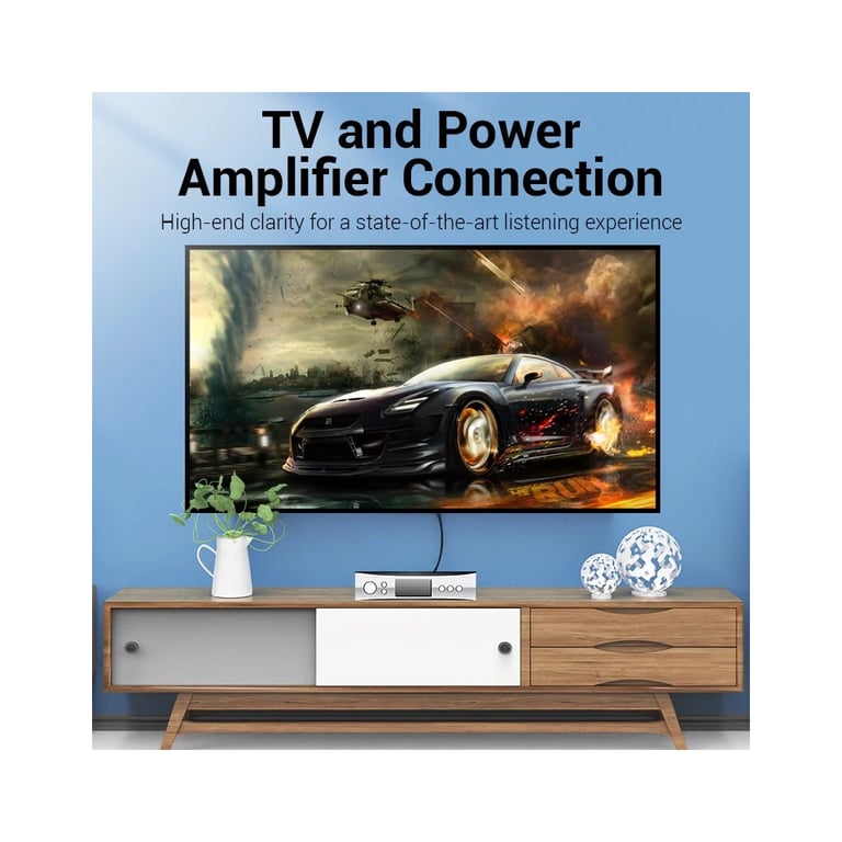 Кабель мультимедійний 2xRCA M to 2xRCA M 1.0m black Vention (VAB-R06-B100) - фото 4
