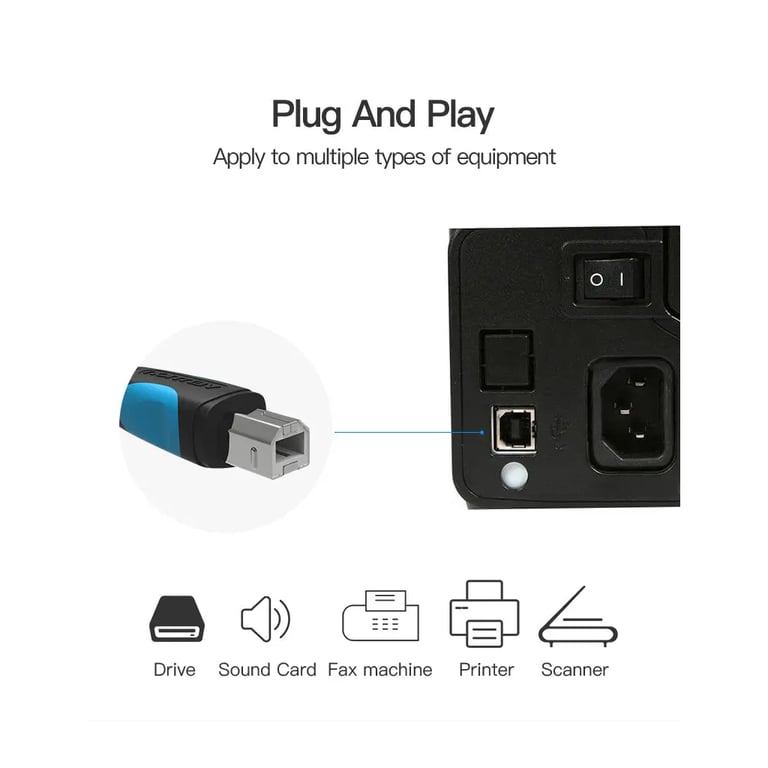 Кабель для принтера USB 2.0 AM/BM 1.0m black Vention (VAS-A16-B100) - фото 7