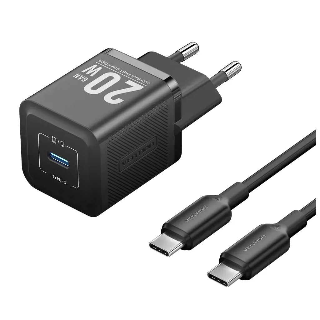 Зарядний пристрій Vention USB-C PD20W GaN black (FEPB0-EU) - фото 1
