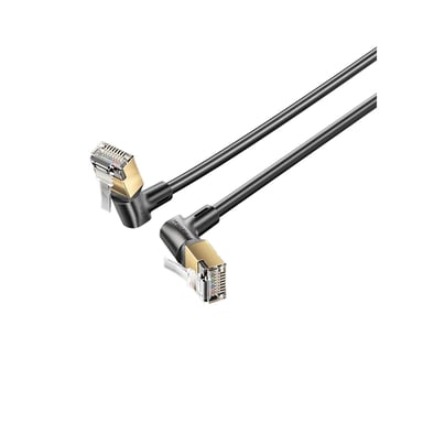Патч-корд 1м STP cat 8 RJ-45 90° corner black Vention (IKLBF) - фото 1