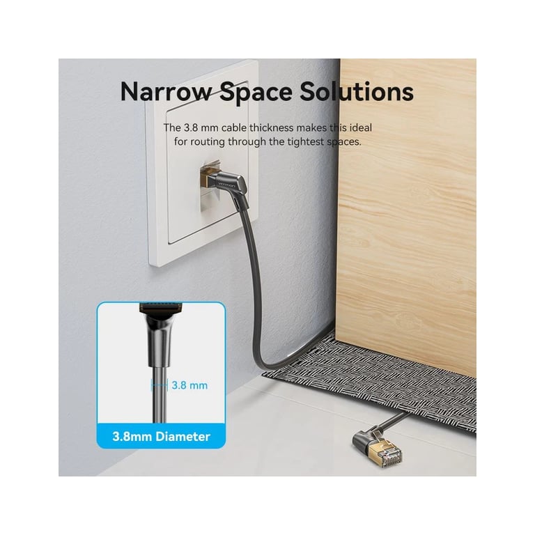 Патч-корд 1м STP cat 8 RJ-45 90° corner black Vention (IKLBF) - фото 4