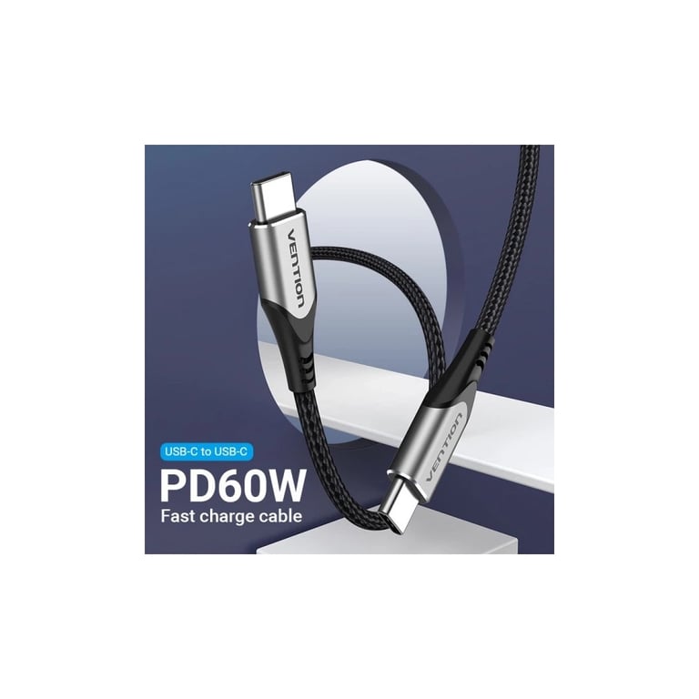 Дата кабель USB-C to USB-C 2.0m aluminum gray Vention (TADHH) - фото 3