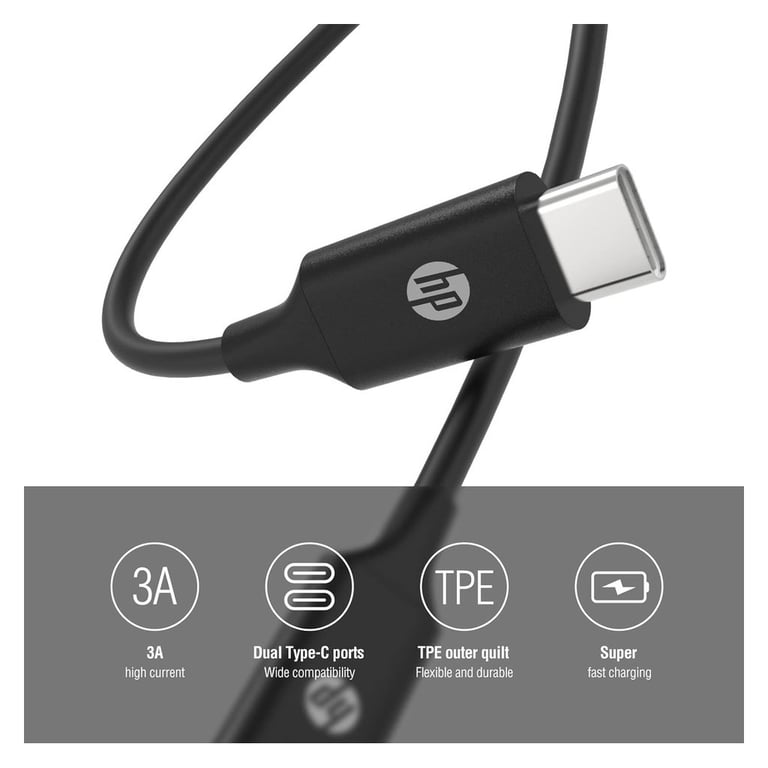 Дата кабель USB-C to USB-C 3.0m USB 3.1 PD 3A 60W HP (HP_DHC-TC107-3M) - фото 4