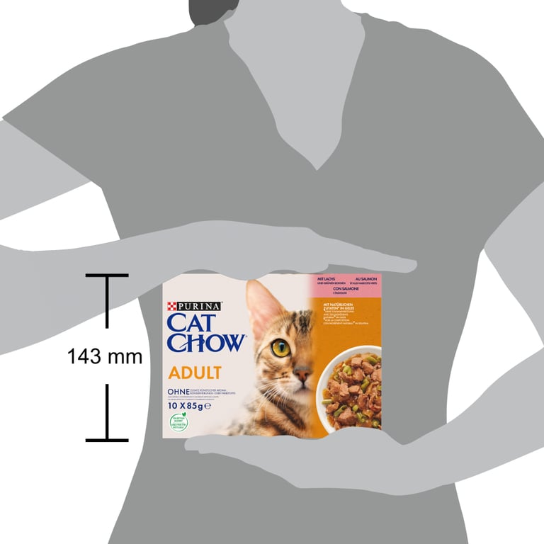 Вологий корм для кішок Purina Cat Chow Adult з лососем і зеленою квасолею 85 гх10 шт (7613036596039) - фото 3