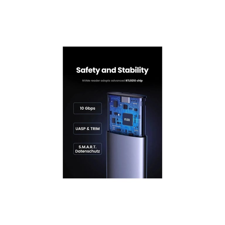 Кишеня зовнішня Ugreen USB 3.2 Gen 2 to M.2 NVMe/SATA 10Gbps UASP TRIM CM767 gray (15813) - фото 2