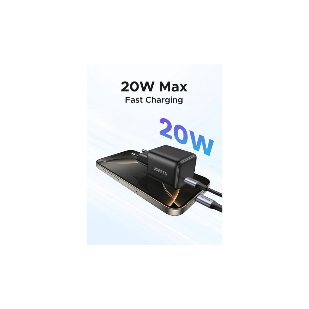Зарядний пристрій Ugreen USB-C PD20W GaN X512 black (55553) - фото 5 Зарядний пристрій Ugreen USB-C PD20W GaN X512 black (55553) - фото 5