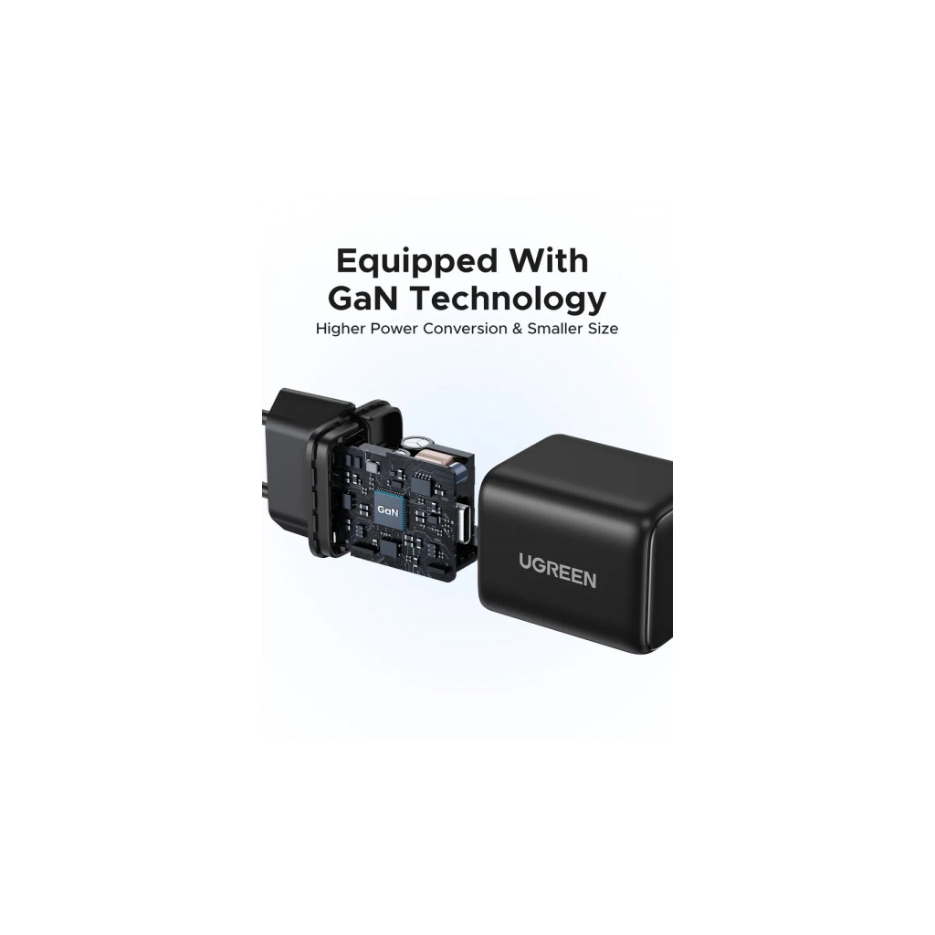 Зарядний пристрій Ugreen USB-C PD20W GaN X512 black (55553) - фото 7 Зарядний пристрій Ugreen USB-C PD20W GaN X512 black (55553) - фото 7