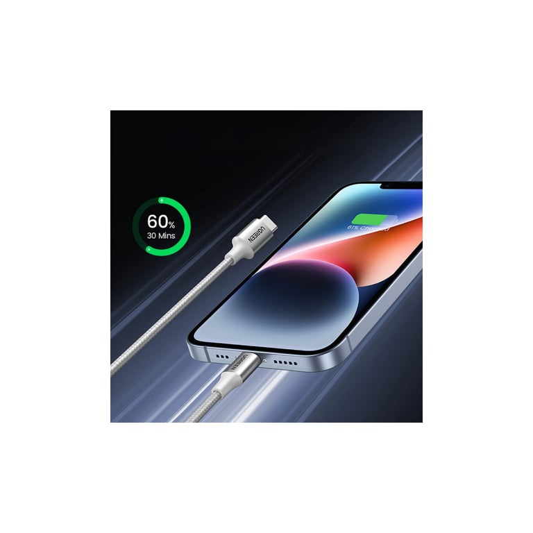Дата кабель USB-C to Lightning 1.0m 3A 60W US304 white Ugreen (70523) - фото 4