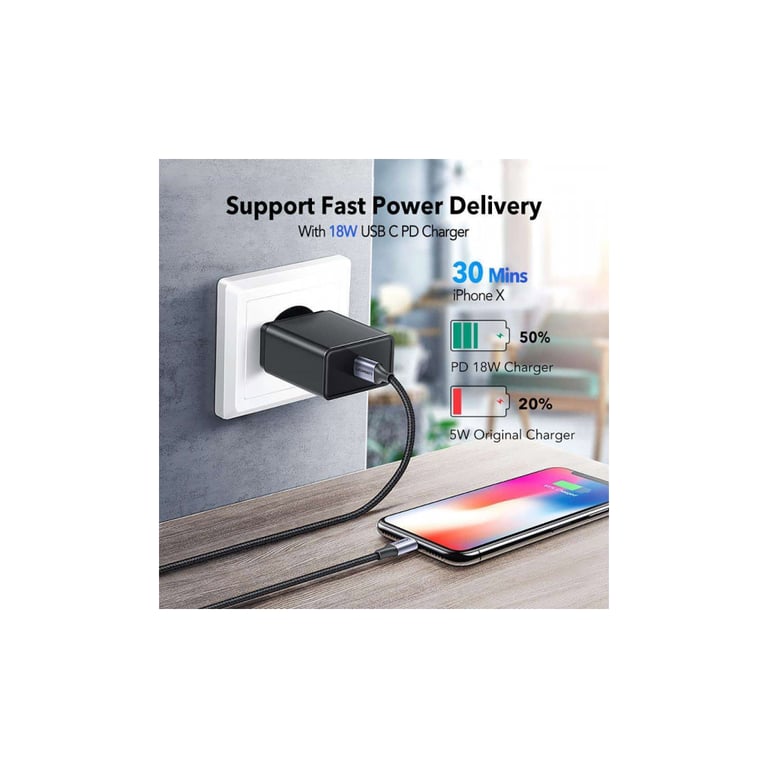 Дата кабель USB-C to Lightning 1.0m 3A 60W US304 black Ugreen (60759) - фото 4