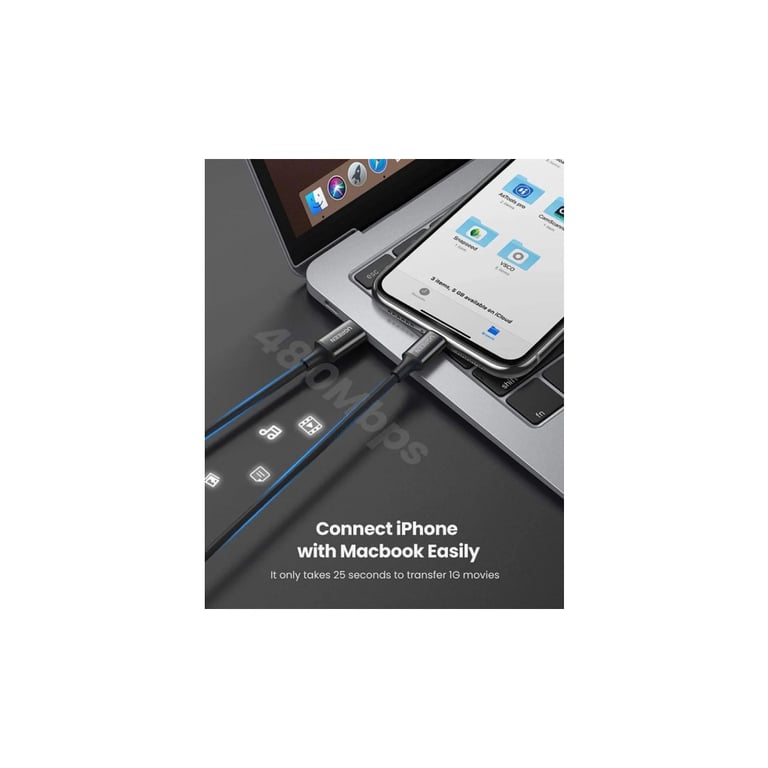 Дата кабель USB-C to Lightning 2.0m 3A US171 black Ugreen (60752) - фото 2
