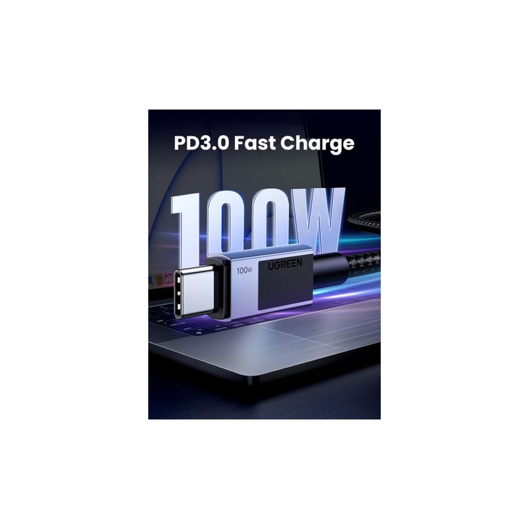 Дата кабель USB-C to USB-C 3.0m 100W L512 gray Ugreen (45065) - фото 2