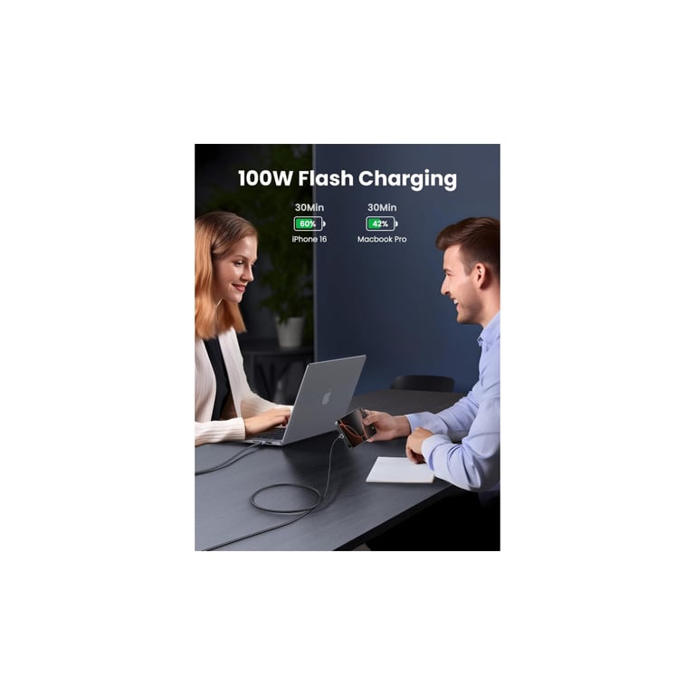 Дата кабель USB-C to USB-C 3.0m 100W L512 gray Ugreen (45065) - фото 3