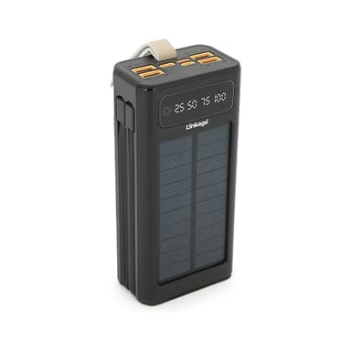 Батарея універсальна Linkage 30000mAh, Solar, 22.5W, cables Туре-С+Lighting, Black (LKP-46) - фото 1