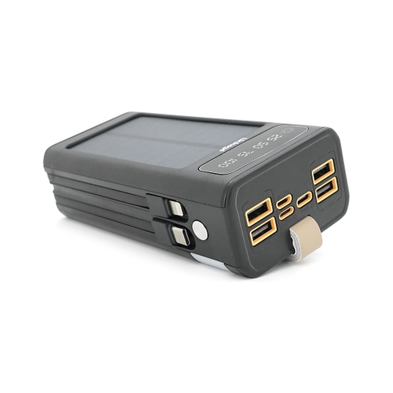Батарея універсальна Linkage 30000mAh, Solar, 22.5W, cables Туре-С+Lighting, Black (LKP-46) - фото 2