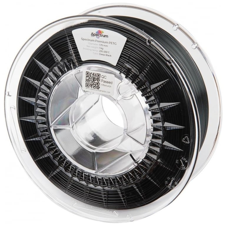 Пластик для 3D-принтера Spectrum PET-G Premium 1.75mm DEEP BLACK 1kg (RAL 9017) (80056) - фото 1