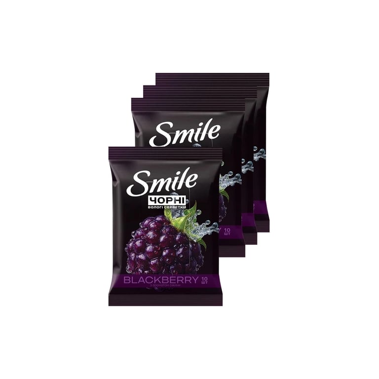 Вологі серветки Smile Чорні з ароматом ожини 10 шт. (4823071670530) - фото 1