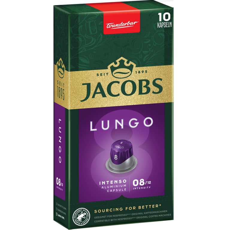 Кава Jacobs Lungo 8 Intenso в капсулах сумісні з Nespresso 10 шт (8711000371244) - фото 1