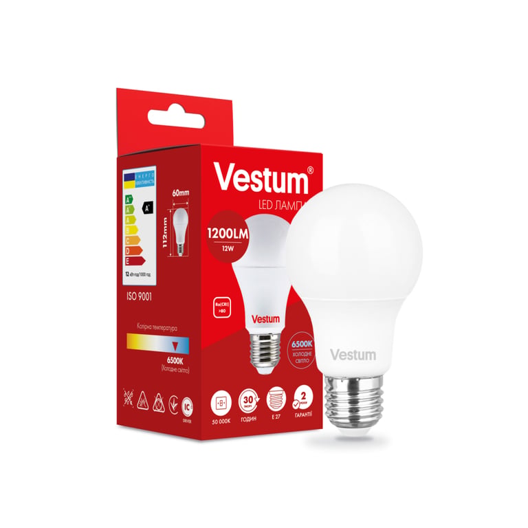 Лампочка Vestum A60 12W 6500K 220V E27 (1-VS-1115) - фото 2