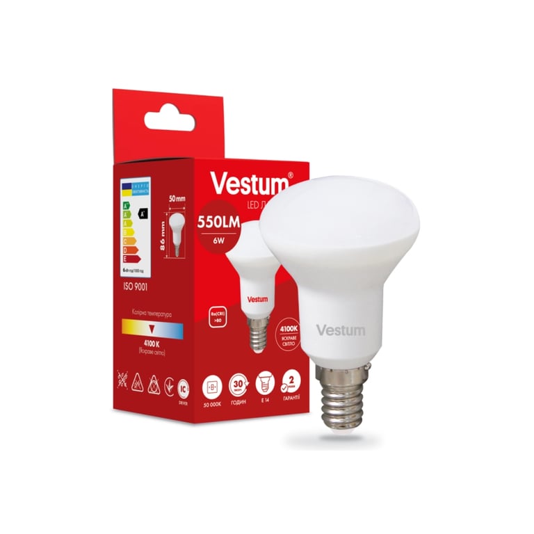Лампочка Vestum R50 6W 4100K 220V E14 (1-VS-1402) - фото 2