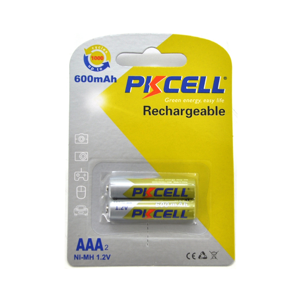 Акумулятор PkCell AAA R03 600mAh 1.2V NiMH Rechargeable Battery, 2шт/бл (PC/AAA600-2BR) - фото 1 Акумулятор PkCell AAA R03 600mAh 1.2V NiMH Rechargeable Battery, 2шт/бл (PC/AAA600-2BR) - фото 1