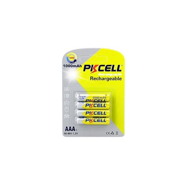 Акумулятор PkCell AAA R03 1000mAh 1.2V NiMH Rechargeable Battery, 4шт/бл (PC/AAA1000-4BR) - фото 1