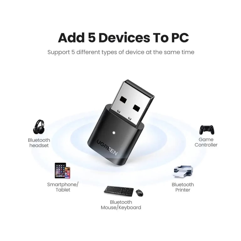 Bluetooth-адаптер Ugreen CM390 USB Bluetooth 5.0 Adapter (80889) - фото 5