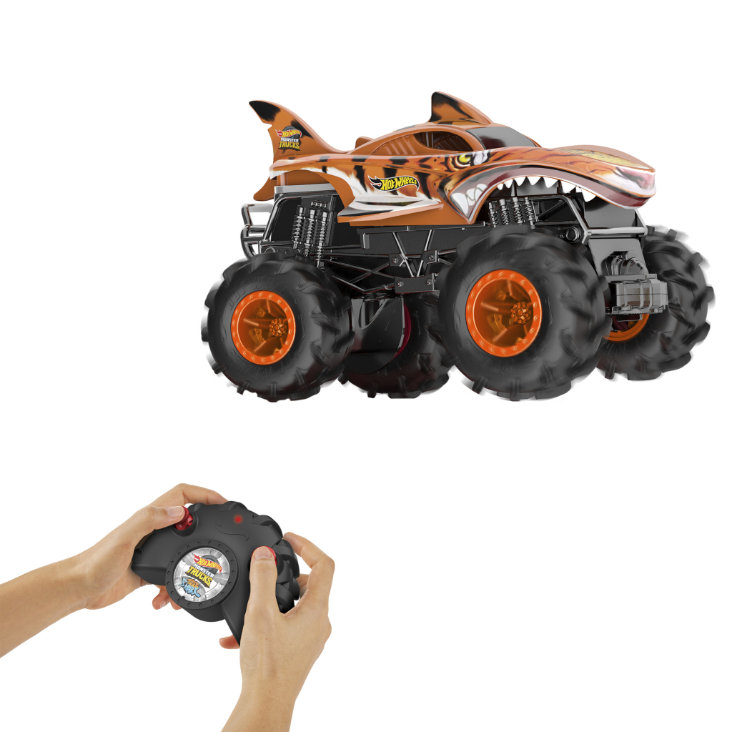 Радіокерована іграшка Hot Wheels Автомодель Monster Trucks Тигроакула 1:24 (HNV03) - фото 4 Радіокерована іграшка Hot Wheels Автомодель Monster Trucks Тигроакула 1:24 (HNV03) - фото 4