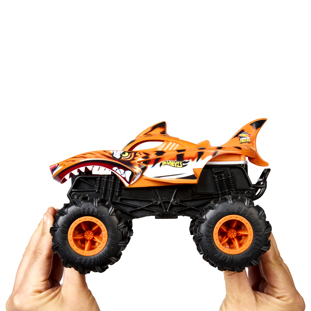 Радіокерована іграшка Hot Wheels Автомодель Monster Trucks Тигроакула 1:24 (HNV03) - фото 5 Радіокерована іграшка Hot Wheels Автомодель Monster Trucks Тигроакула 1:24 (HNV03) - фото 5