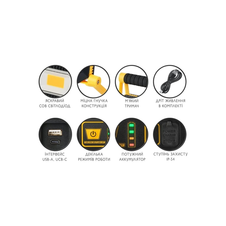 Прожектор Delux REL- 100 (3.7V 4400mAh) LED COB 20W 6500K IP54 (90023323) - фото 6