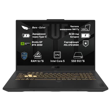 Ноутбук ASUS TUF Gaming F17 FX707VJB-HX063 (90NR0MY5-M002H0) - фото 1