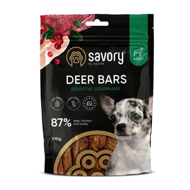 Ласощі для собак Savory Bars With Venison 100 г (4820261921120) - фото 1