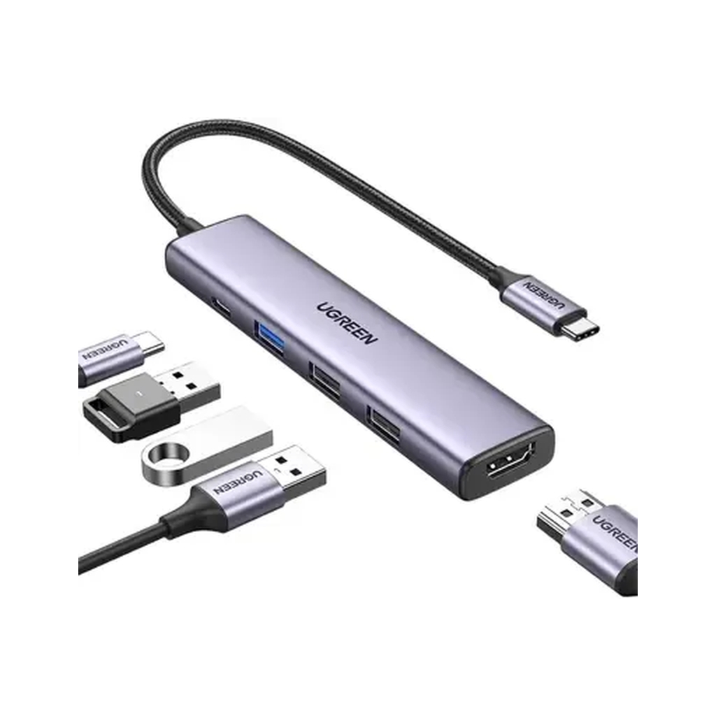 Концентратор Ugreen USB-C 3-in-1 HDMI 4K + USB 3.0 + PD 100W (U_15495) - фото 1