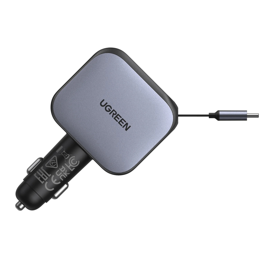 Зарядний пристрій Ugreen Car charger USB-C PD90W + cable USB-C to USB-C retractable (55909B) - фото 2 Зарядний пристрій Ugreen Car charger USB-C PD90W + cable USB-C to USB-C retractable (55909B) - фото 2