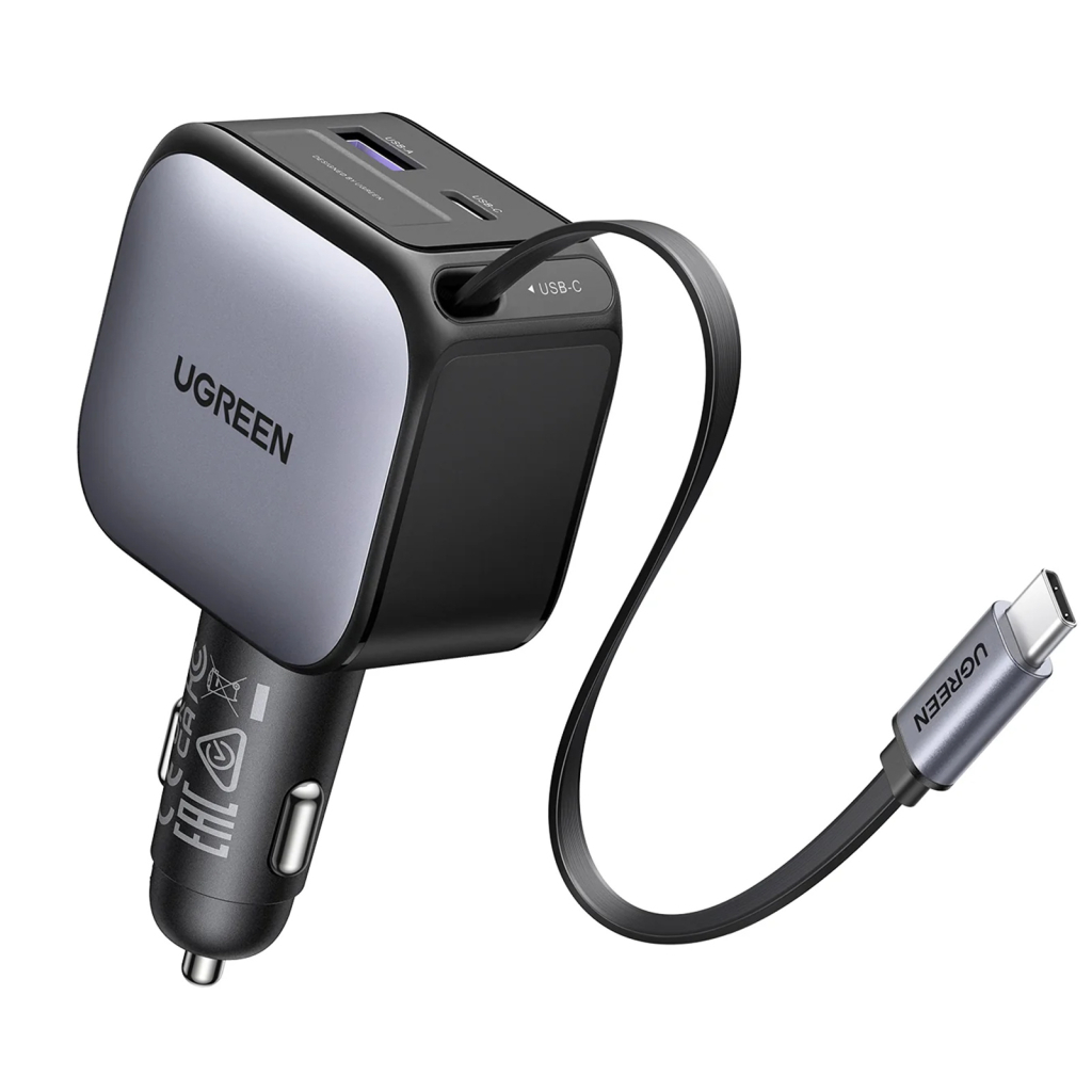 Зарядний пристрій Ugreen Car charger USB-C PD90W + cable USB-C to USB-C retractable (55909B) - фото 3 Зарядний пристрій Ugreen Car charger USB-C PD90W + cable USB-C to USB-C retractable (55909B) - фото 3