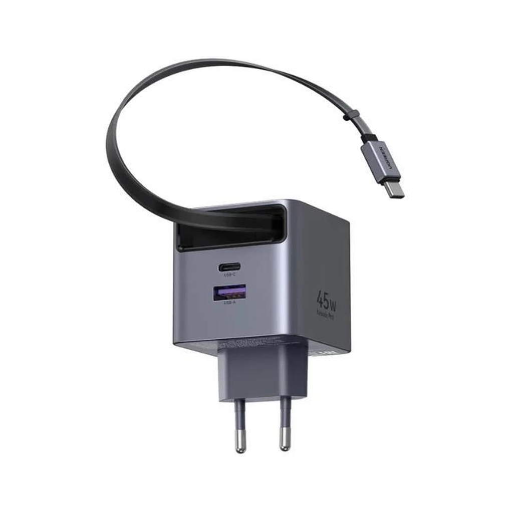 Зарядний пристрій Ugreen USB-C PD45W GaN + cable USB-C to USB-C retractable (65822) - фото 3 Зарядний пристрій Ugreen USB-C PD45W GaN + cable USB-C to USB-C retractable (65822) - фото 3