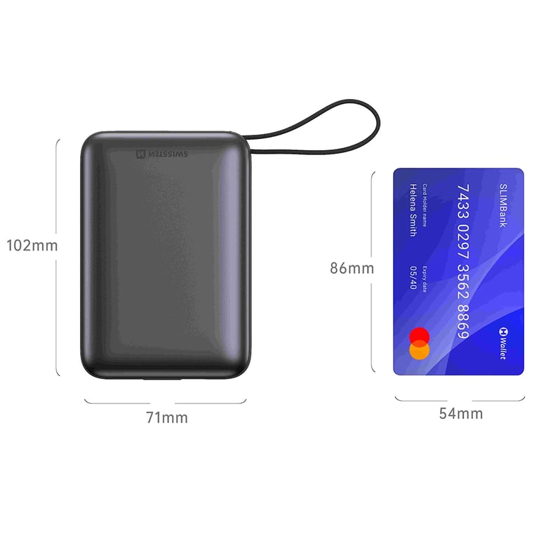 Батарея універсальна SWISSTEN 20000mAh SPACE 22/5W PD QC w/built-in cables USB-C/LIGHTNING Silver (8595217490598) - фото 3