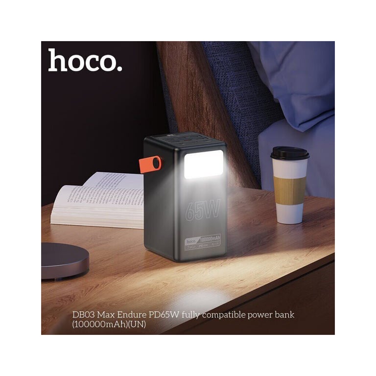 Батарея універсальна HOCO 100000mAh Max Centurion PD/65W, QC, LED Lamp, Black (DB03 / 714722) - фото 7
