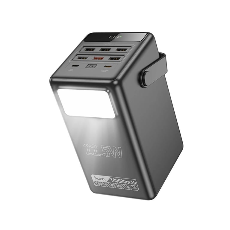 Батарея універсальна HOCO 100000mAh Endure 22.5W PD, QC, LED Lamp, Black (DB03 / 714721) - фото 3