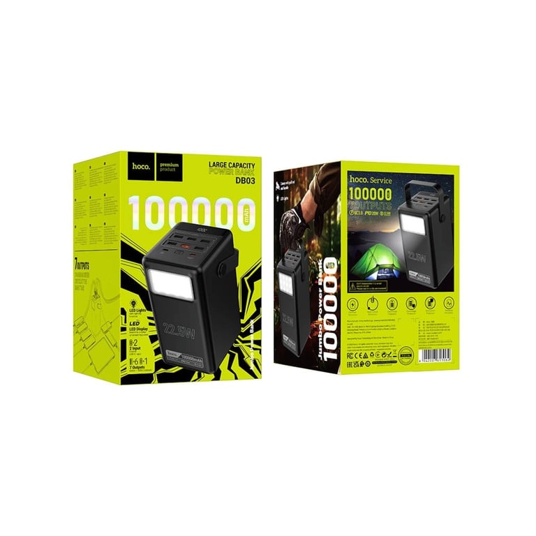 Батарея універсальна HOCO 100000mAh Endure 22.5W PD, QC, LED Lamp, Black (DB03 / 714721) - фото 6