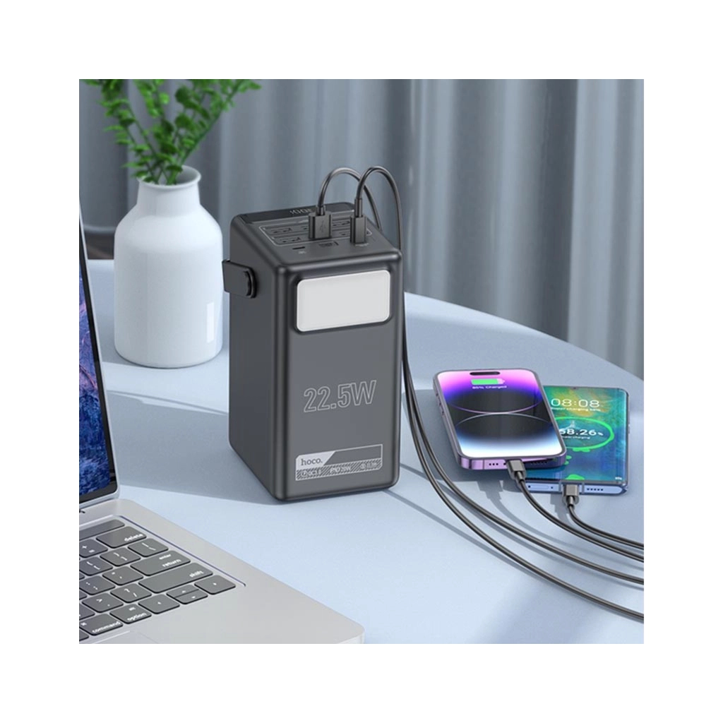 Батарея універсальна HOCO 100000mAh Endure 22.5W PD, QC, LED Lamp, Black (DB03 / 714721) - фото 9 Батарея універсальна HOCO 100000mAh Endure 22.5W PD, QC, LED Lamp, Black (DB03 / 714721) - фото 9