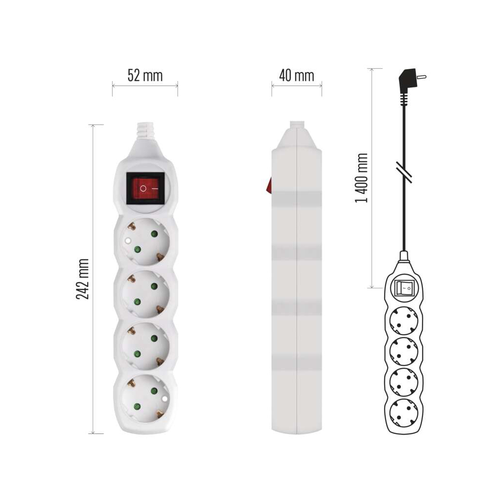 Мережевий подовжувач EMOS P1421 - фото 4 Мережевий подовжувач EMOS P1421 - фото 4