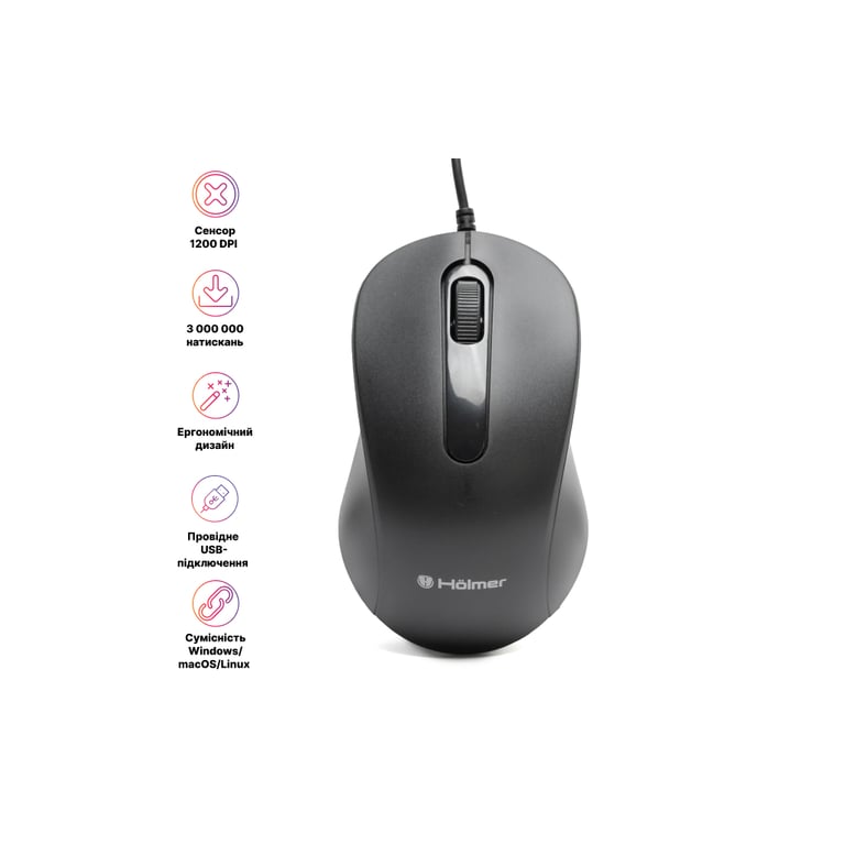 Мишка Hölmer M-01OF USB Black (M-01OF) - фото 4
