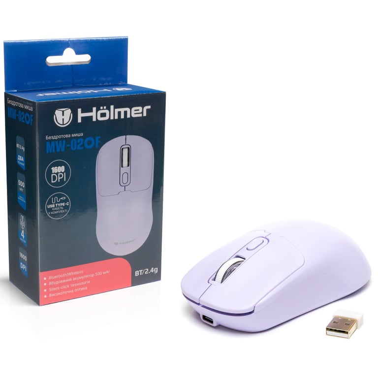 Мишка Hölmer MW-02OF Wireless/Bluetooth Purple (MW-02OF) - фото 4