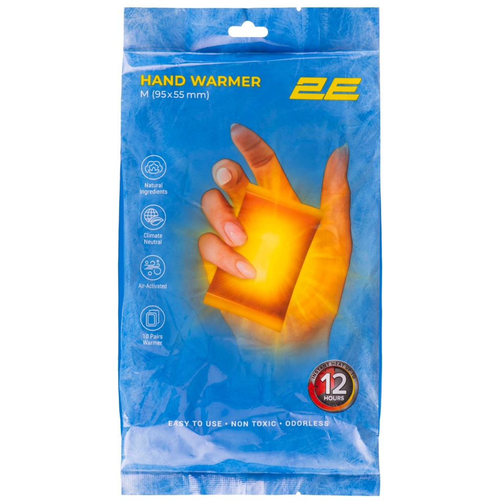 Хімічна грілка 2E для рук розмір М (95х55 мм), до 12 годин - 10 пар (2E-HW12M-PAC) - фото 1