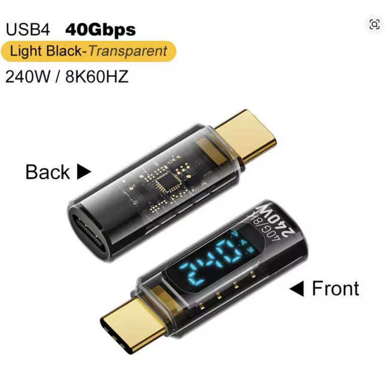 Перехідник USB-C M to USB-C F 40Gbps 240W 8K with display XoKo (AC-240TCС) - фото 5