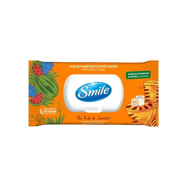 Туалетний папір Smile Classic For Kids & Juniors Вологий 40 шт. (4823071668827) - фото 1