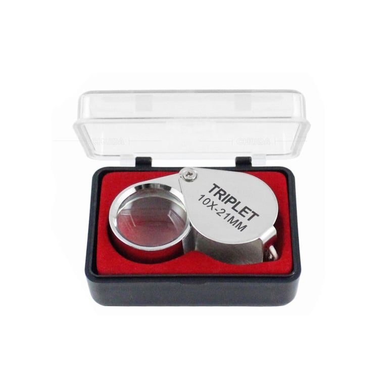 Лупа Voltronic ручна TRIPLET 10X-21mm, складана (брелок), метал-скло, пластикова коробка. 60 * 24 * 18mm. (1152/TR10X-21) - фото 2