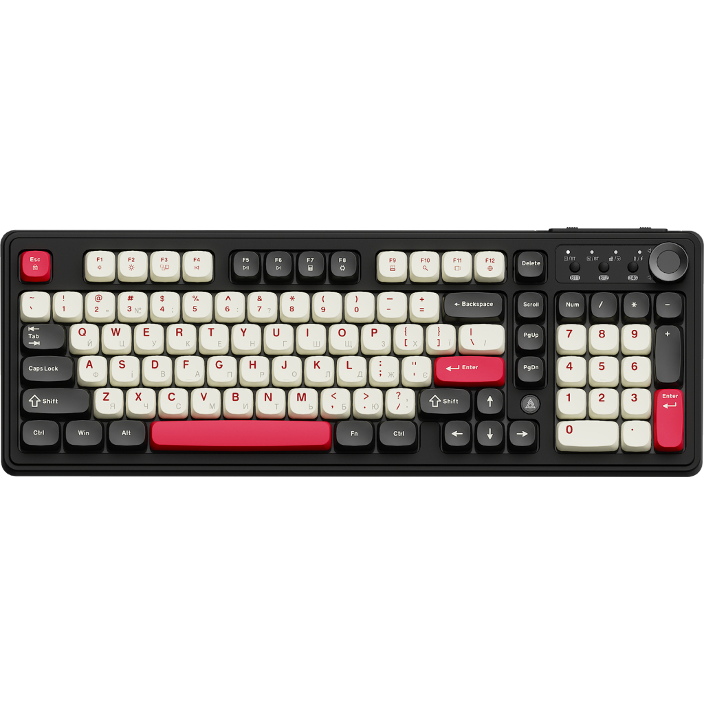 Клавіатура Ajazz AF98 Plus Wireless/Bluetooth/USB UA Black/White/Red (AF98-PLUS-BSR) - фото 1